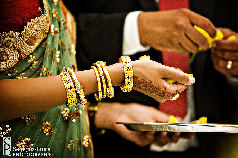 Wedding photography of the bridesmaid with fresh flowers at Asian Wedding