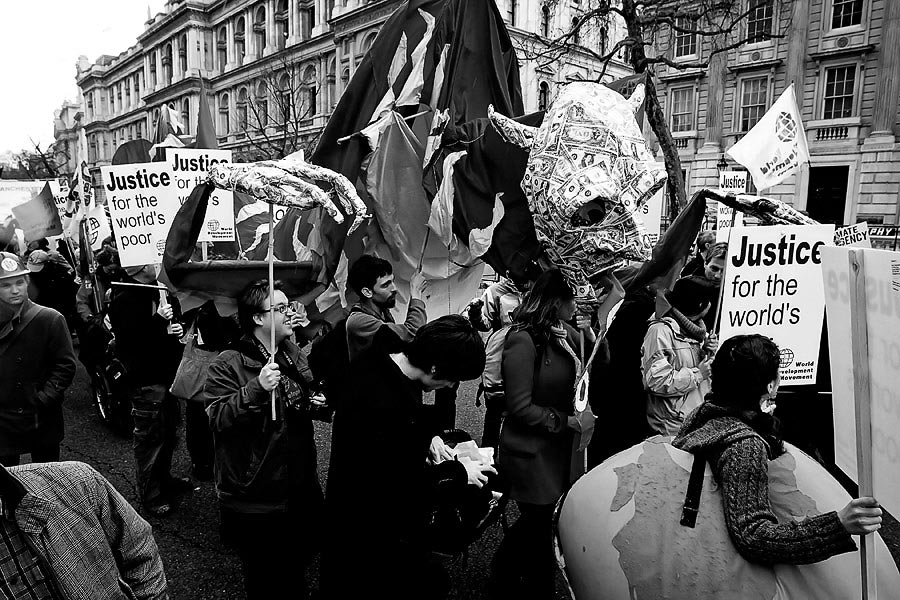 models made for the G20 protst march in London G20 summit protest in London