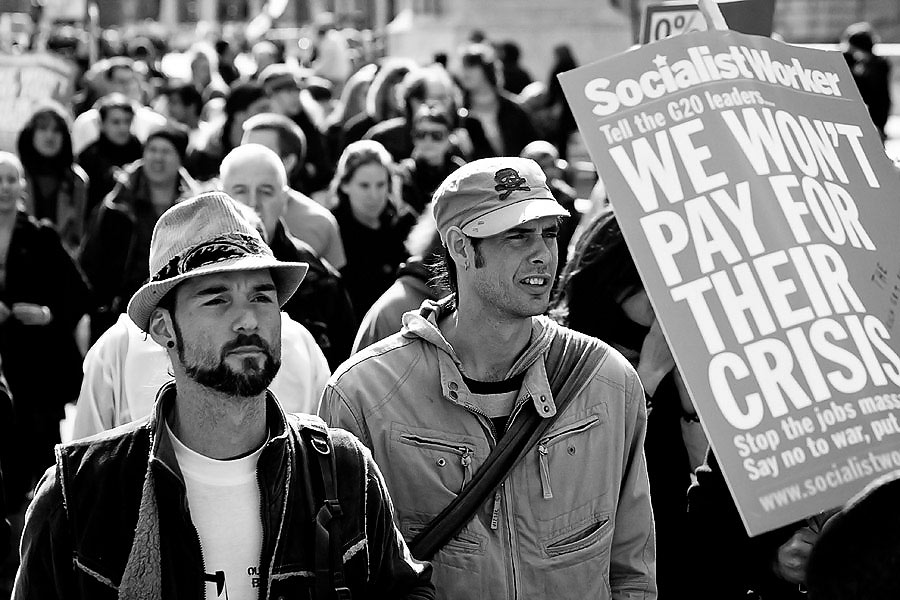 People protesting in London for G20 G20 summit protest in London