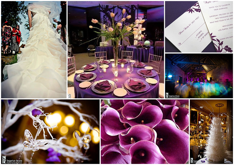 Purple winter wedding inspiration from Always Andri Credits Table with 