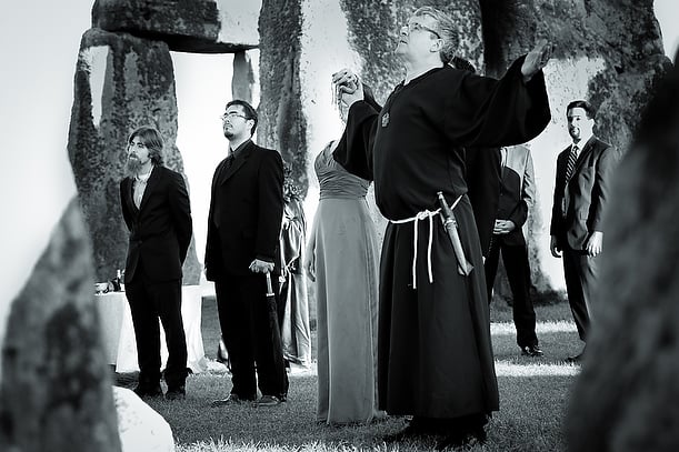 wedding handfastening ceremony at Stonehenge
