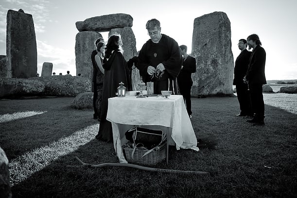 wedding handfastening ceremony at Stonehenge