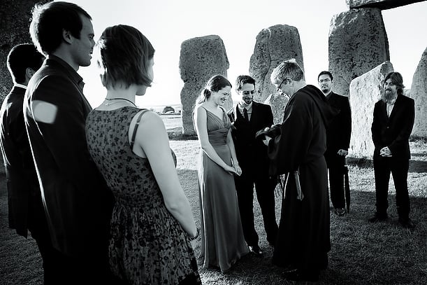 wedding handfastening ceremony at Stonehenge
