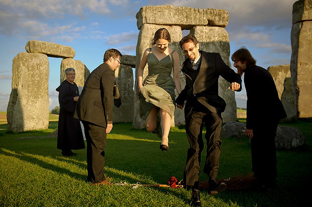 wedding handfastening ceremony at Stonehenge