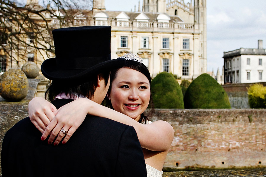 Cambridge backdrop for an engagement bridal shoot