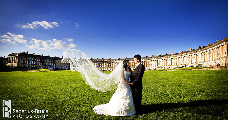 Wedding photo at Royal Crescent, Bath