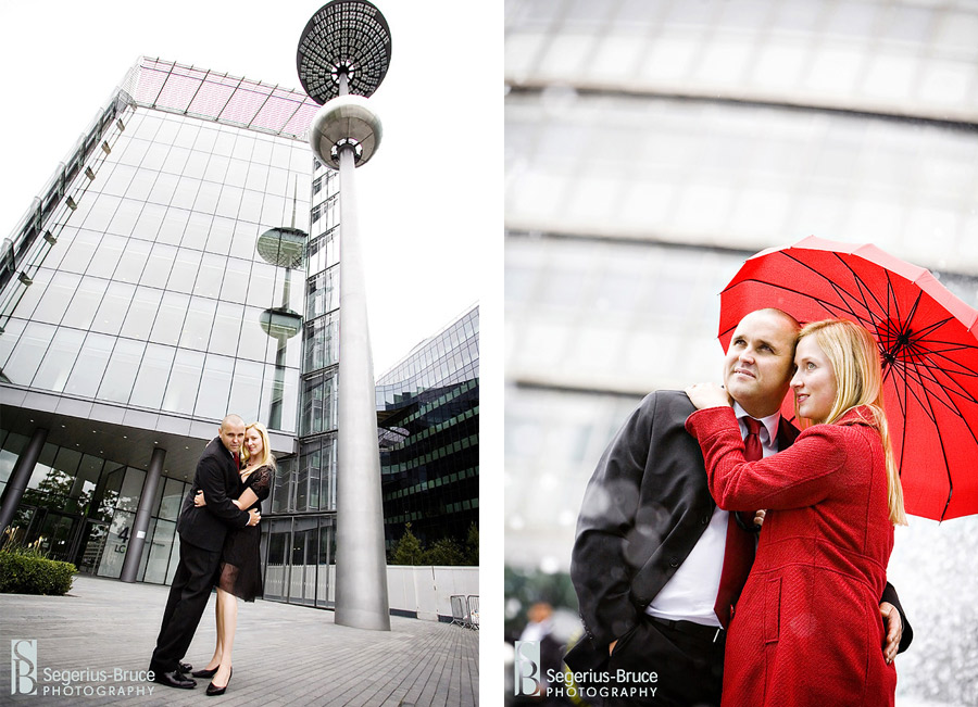London Engagement shoot with Red, Black and White colours