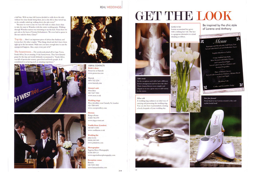 Your Surrey Wedding magazine features Segerius-Bruce Photography